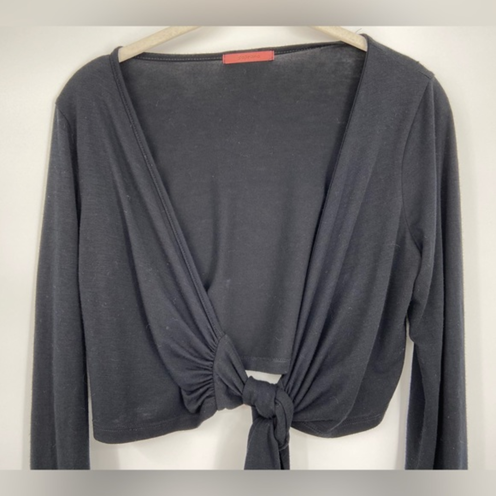 Soprano,  Black front tie Bolero, Shrug, long‎ sleeve, size Large